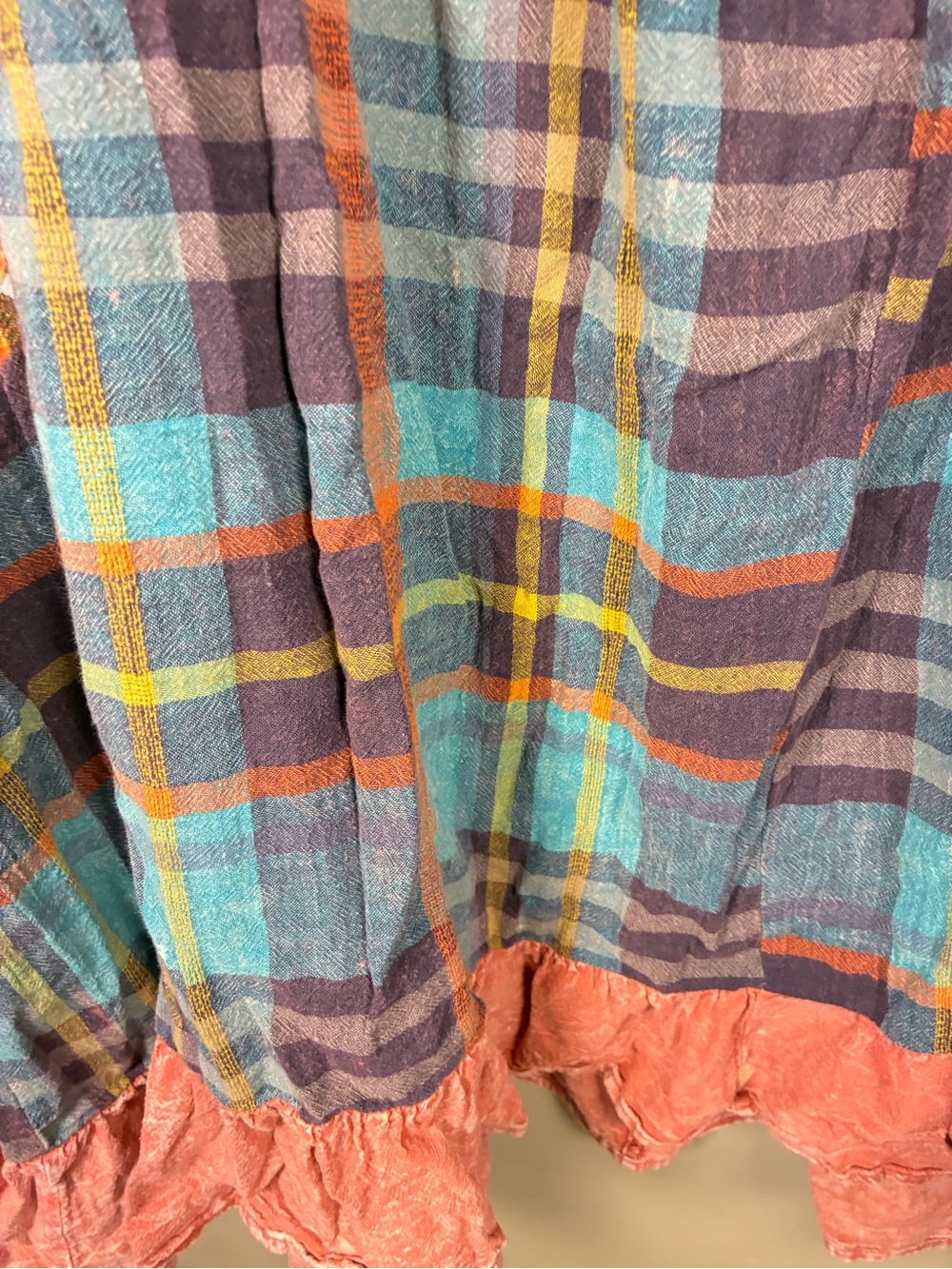 Oil & Hali Floral Patchwork Plaid V Neck Oversized Tunic Dress - Picture 7 of 14